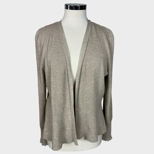 Liz Claiborne Womens XL Rayon Polyester Gray Open Front Cardigan Sweater